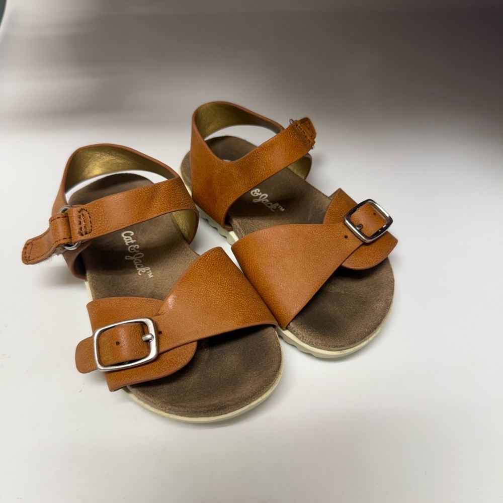 Cat & Jack Brown Buckle Sandals size 5